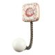 Pink Flower Square Ceramic Wall Hook in Antique Fitting 